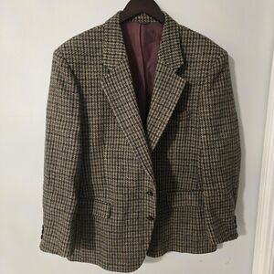Wool Tweed Houndstooth Sport Coat 44 Short